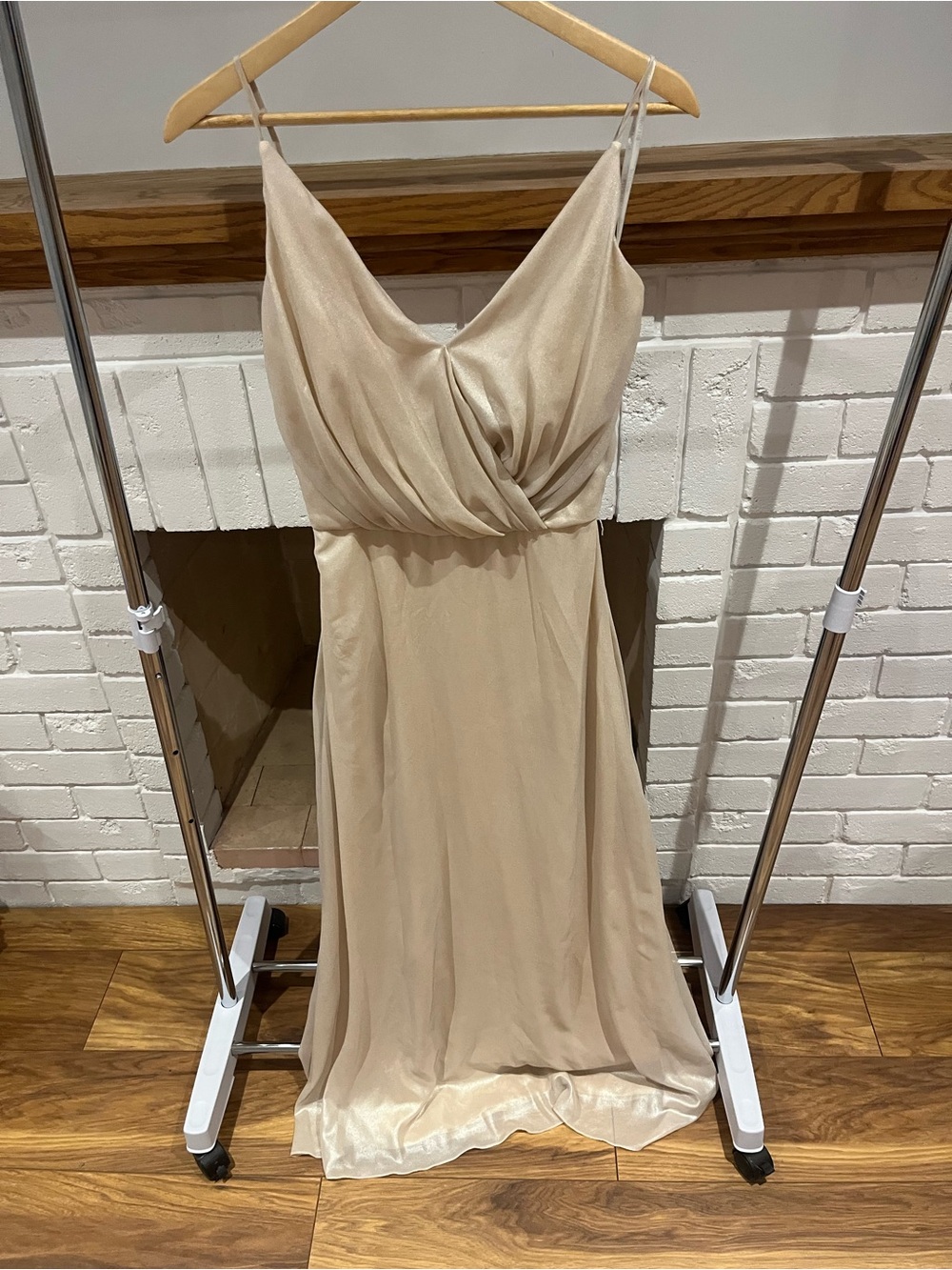 Draped Strapless Cream Evening Gown